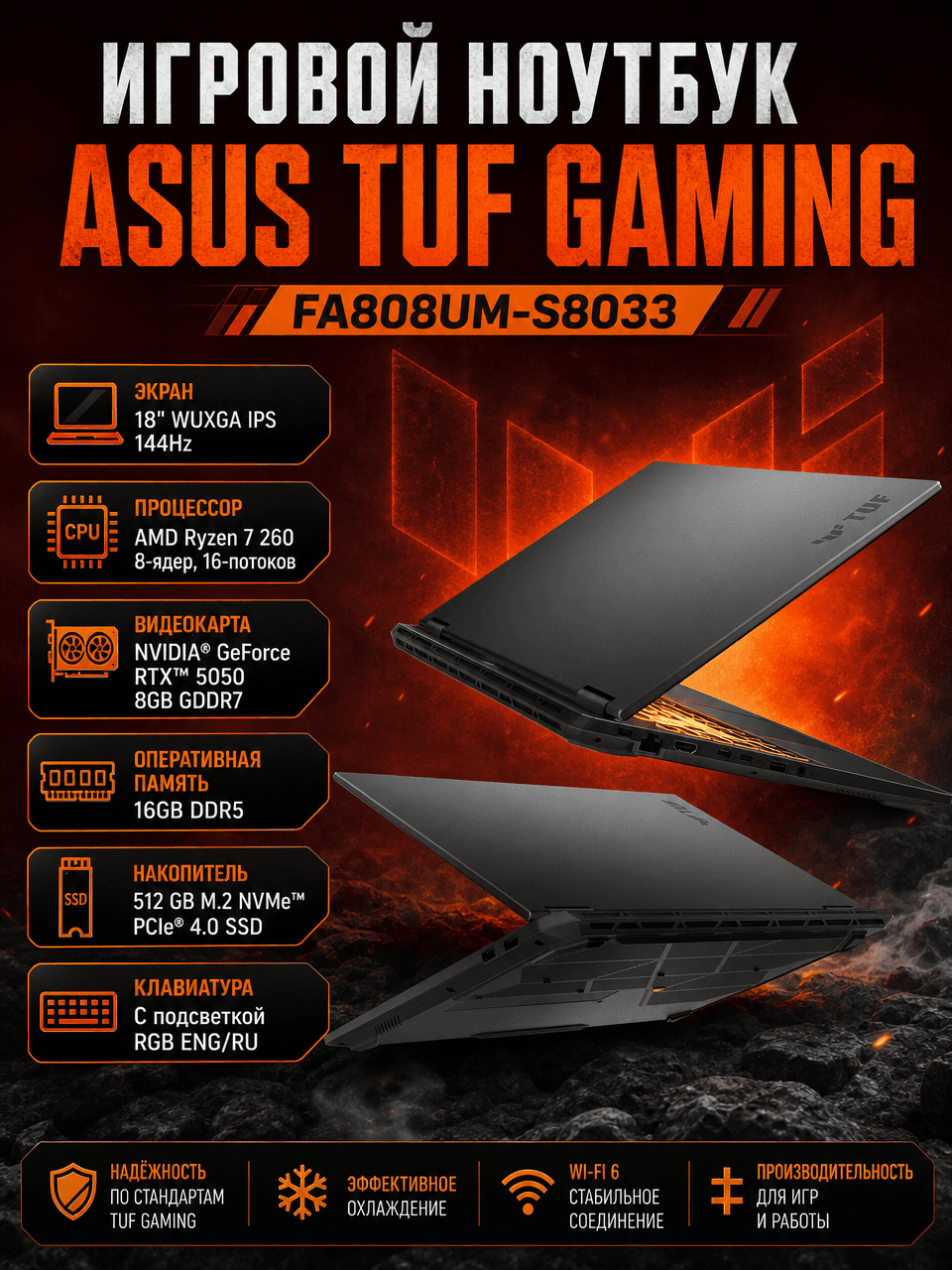 Ноутбук Asus Tuf FA808U (R7-260/RTX 5050)