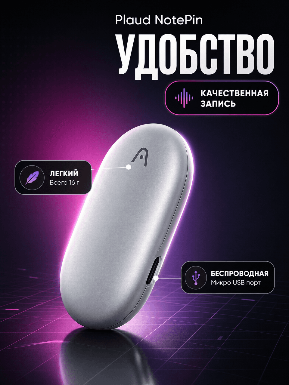 Диктофон Plaud Note Pin